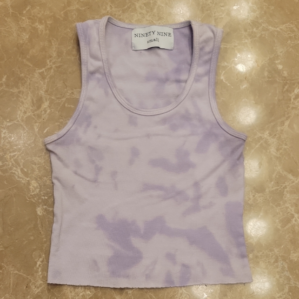 Ninety Lavender Tie-Dye Cropped Tank Top,  S